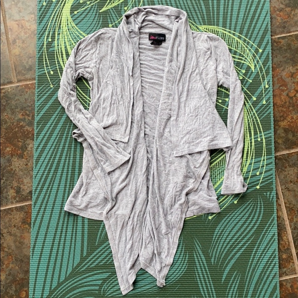 Ultra flirt XS gray drape front gray cardigan